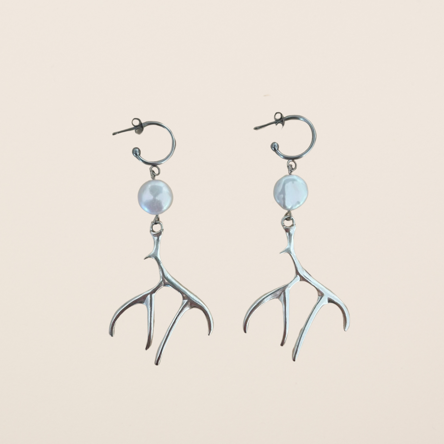 Antler Pearl Earrings